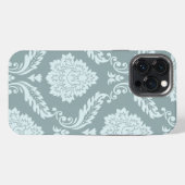 Rococo Damask Art I Duck Egg Blue+Teal iPhone Hülle (Rückseite (Horizontal))