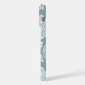 Rococo Damask Art I Duck Egg Blue+Teal iPhone Hülle (Linke Seite)