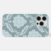 Rococo Damask Art I Duck Egg Blue+Teal iPhone Hülle (Rückseite (Horizontal))
