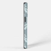 Rococo Damask Art I Duck Egg Blue+Teal iPhone Hülle (Rechte Seite)