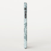 Rococo Damask Art I Duck Egg Blue+Teal iPhone Hülle (Linke Seite)