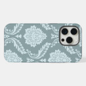 Rococo Damask Art I Duck Egg Blue+Teal iPhone Hülle (Rückseite (Horizontal))