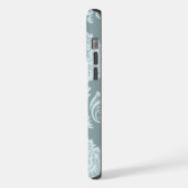 Rococo Damask Art I Duck Egg Blue+Teal iPhone Hülle (Linke Seite)