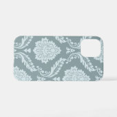 Rococo Damask Art I Duck Egg Blue+Teal iPhone Hülle (Rückseite (Horizontal))