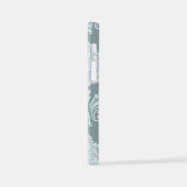 Rococo Damask Art I Duck Egg Blue+Teal iPhone Hülle (Linke Seite)
