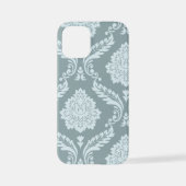 Rococo Damask Art I Duck Egg Blue+Teal iPhone Hülle (Rückseite)