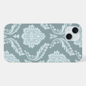 Rococo Damask Art I Duck Egg Blue+Teal iPhone Hülle (Rückseite (Horizontal))