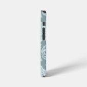 Rococo Damask Art I Duck Egg Blue+Teal iPhone Hülle (Linke Seite)