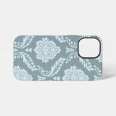 Rococo Damask Art I Duck Egg Blue+Teal iPhone Hülle (Rückseite (Horizontal))