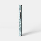 Rococo Damask Art I Duck Egg Blue+Teal iPhone Hülle (Linke Seite)