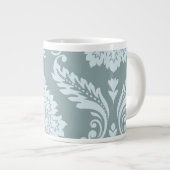 Rococo Damask Art I Duck Egg Blue+Teal Jumbo-Tasse (Vorderseite Rechts)