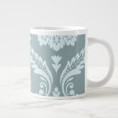 Rococo Damask Art I Duck Egg Blue+Teal Jumbo-Tasse (Rechts)