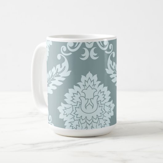 Rococo Damask Art I Duck Egg Blue+Teal Kaffeetasse (Vorderseite Links)