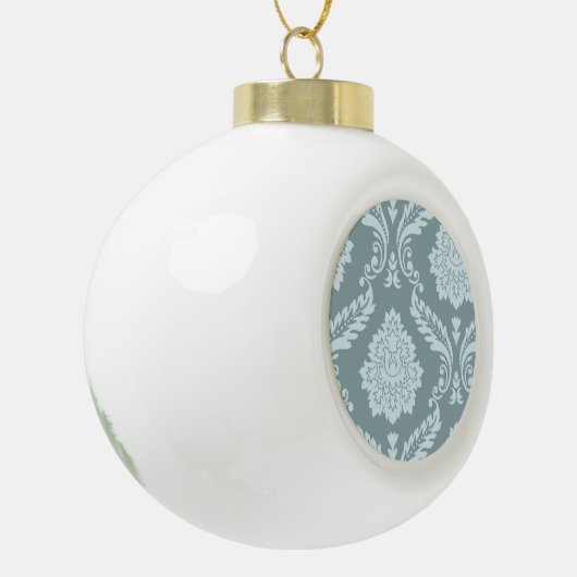 Rococo Damask Art I Duck Egg Blue+Teal Keramik Kugel-Ornament (Links)