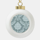 Rococo Damask Art I Duck Egg Blue+Teal Keramik Kugel-Ornament (Vorderseite)