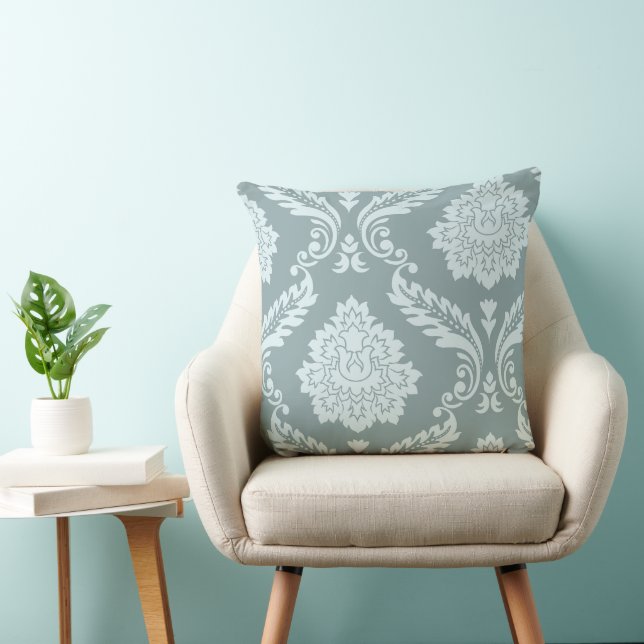 Rococo Damask Art I Duck Egg Blue+Teal Kissen (Stuhl )