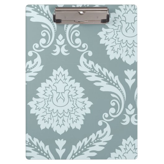 Rococo Damask Art I Duck Egg Blue+Teal Klemmbrett (Vorderseite)