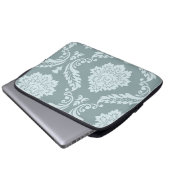 Rococo Damask Art I Duck Egg Blue+Teal Laptopschutzhülle (Vorne Knopf)