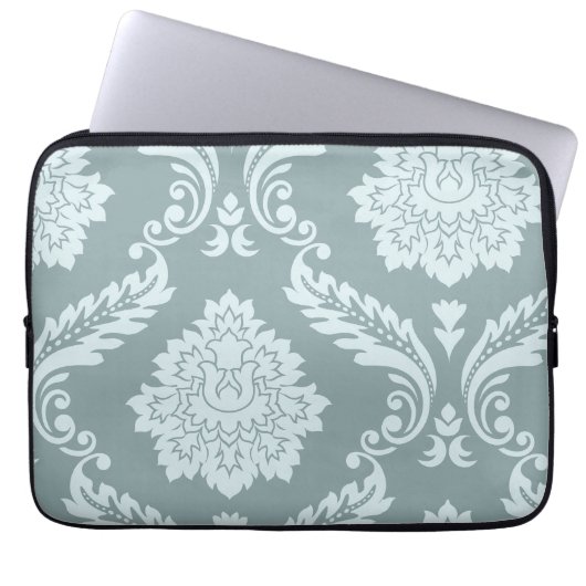 Rococo Damask Art I Duck Egg Blue+Teal Laptopschutzhülle (Vorderseite)