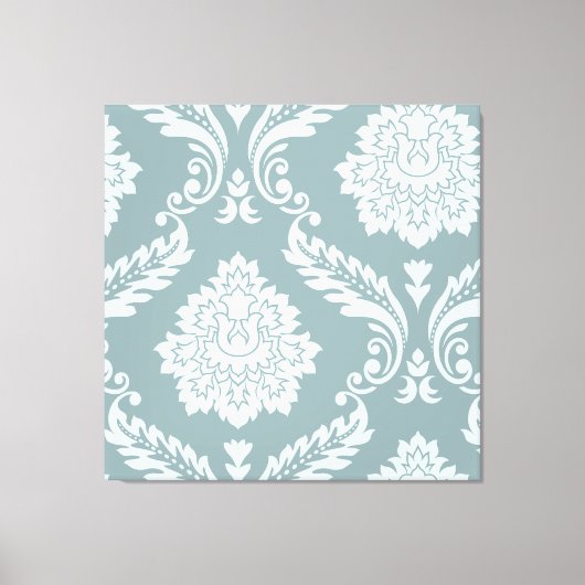 Rococo Damask Art I Duck Egg Blue+Teal Leinwanddruck (Vorderseite)