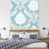 Rococo Damask Art I Duck Egg Blue+Teal Leinwanddruck (Insitu (Schlafzimmer))