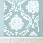 Rococo Damask Art I Duck Egg Blue+Teal Leinwanddruck (Insitu (Holzboden))