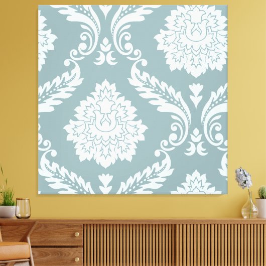 Rococo Damask Art I Duck Egg Blue+Teal Leinwanddruck (Insitu (Wohnzimmer))