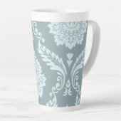 Rococo Damask Art I Duck Egg Blue+Teal Milchtasse (Rechte Ecke)