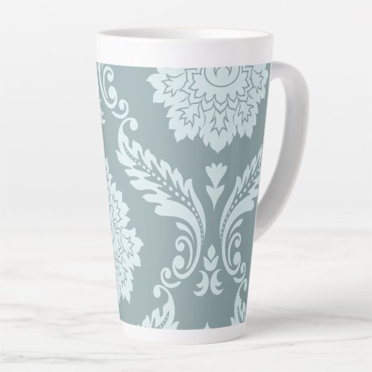 Rococo Damask Art I Duck Egg Blue+Teal Milchtasse (Rechte Ecke)