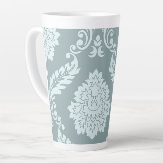 Rococo Damask Art I Duck Egg Blue+Teal Milchtasse (Linke Ecke)