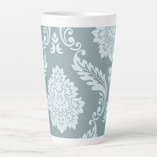 Rococo Damask Art I Duck Egg Blue+Teal Milchtasse (Vorderseite)