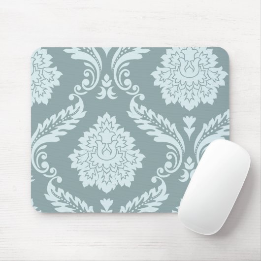 Rococo Damask Art I Duck Egg Blue+Teal Mousepad (Mit Mouse)