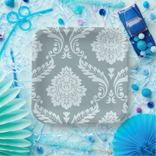 Rococo Damask Art I Duck Egg Blue+Teal Pappteller (Party)