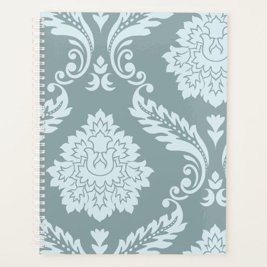 Rococo Damask Art I Duck Egg Blue+Teal Planer (Vorderseite)