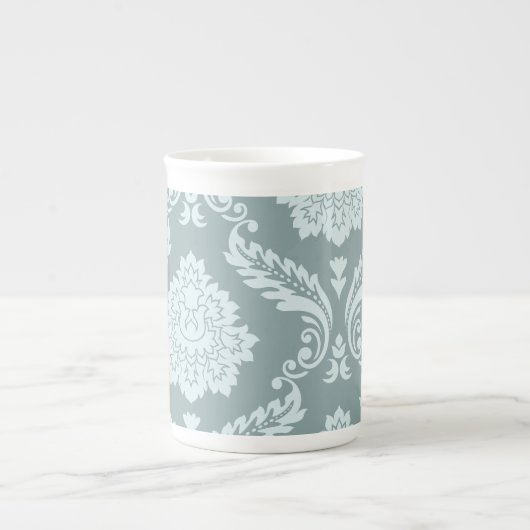 Rococo Damask Art I Duck Egg Blue+Teal Porzellantasse (Vorderseite)