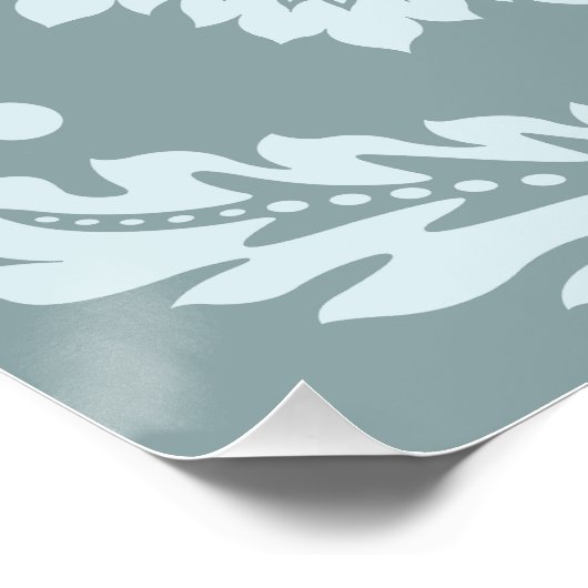 Rococo Damask Art I Duck Egg Blue+Teal Poster (Ecke)