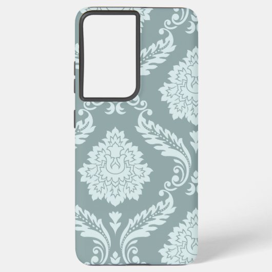 Rococo Damask Art I Duck Egg Blue+Teal Samsung Galaxy Hülle (Rückseite)