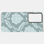 Rococo Damask Art I Duck Egg Blue+Teal Samsung Galaxy Hülle (Linke Seite)