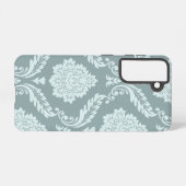 Rococo Damask Art I Duck Egg Blue+Teal Samsung Galaxy Hülle (Rückseite (Horizontal))