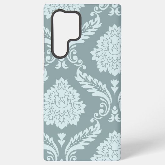 Rococo Damask Art I Duck Egg Blue+Teal Samsung Galaxy Hülle (Rückseite)