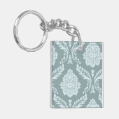 Rococo Damask Art I Duck Egg Blue+Teal Schlüsselanhänger (Vorderseite links)