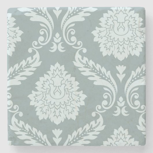 Rococo Damask Art I Duck Egg Blue+Teal Steinuntersetzer (Vorderseite)