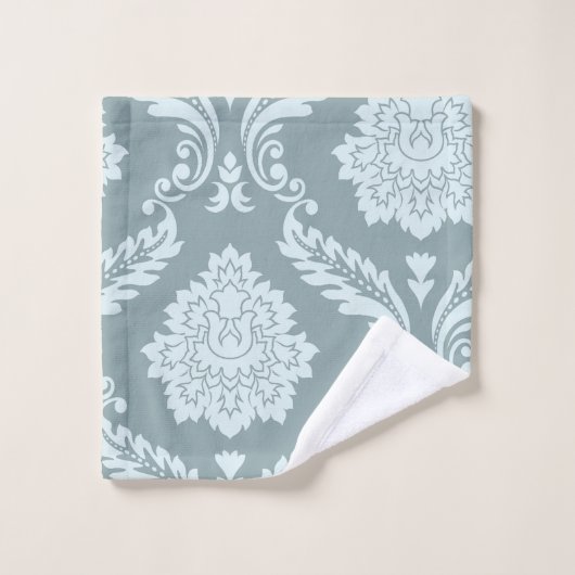 Rococo Damask Art I Duck Egg Blue+Teal Waschlappen (Waschlappen)