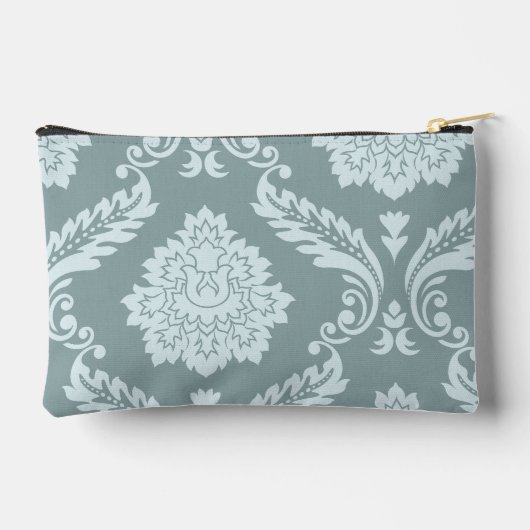 Rococo Damask Art I Duck Egg Blue+Teal Zubehörtasche (Rückseite)