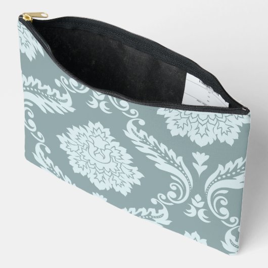 Rococo Damask Art I Duck Egg Blue+Teal Zubehörtasche (Offen)