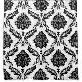 Rococo Damask Big Pattern Black on White Duschvorhang (Vorderseite)