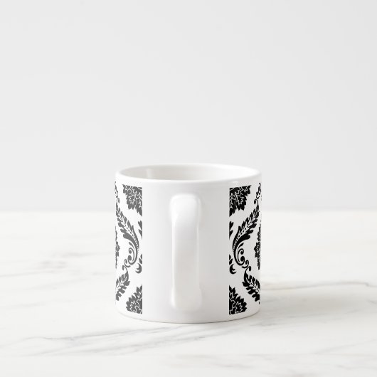 Rococo Damask Big Pattern Black on White Espressotasse (Rückseite)
