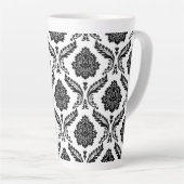 Rococo Damask Big Pattern Black on White Milchtasse (Rechte Ecke)