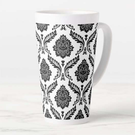 Rococo Damask Big Pattern Black on White Milchtasse (Rechte Ecke)