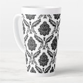 Rococo Damask Big Pattern Black on White Milchtasse (Linke Ecke)